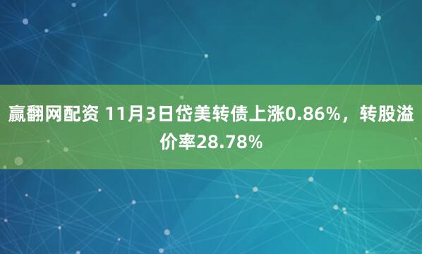 赢翻网配资 11月3日岱美转债上涨0.86%，转股溢价率28.78%